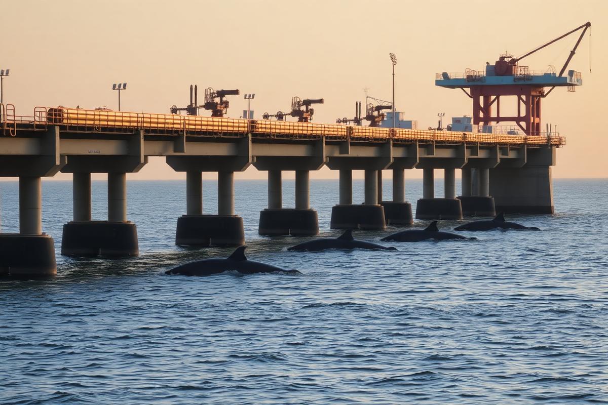 Marine terminal jetty with pipeline racks over water